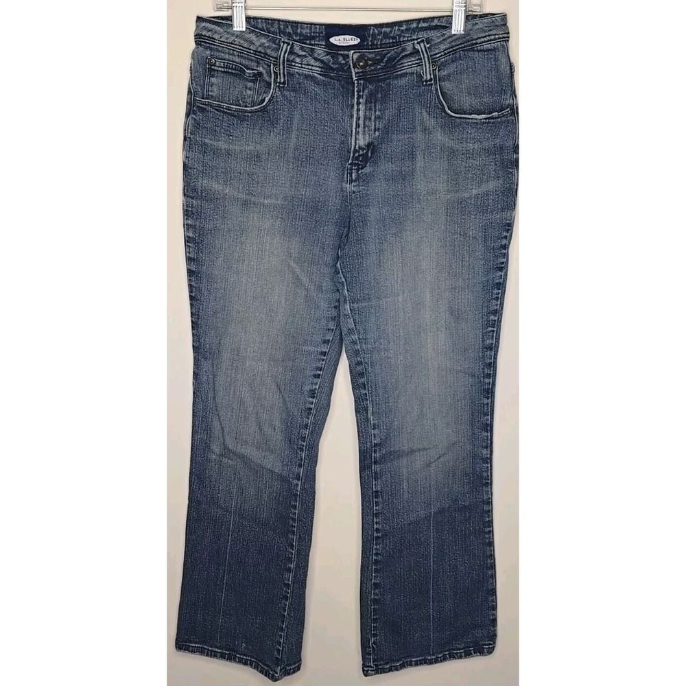 LA Blues Women's Jeans Sz 12 Petite Straight Low Rise‎ Stretch Medium Wash Thick